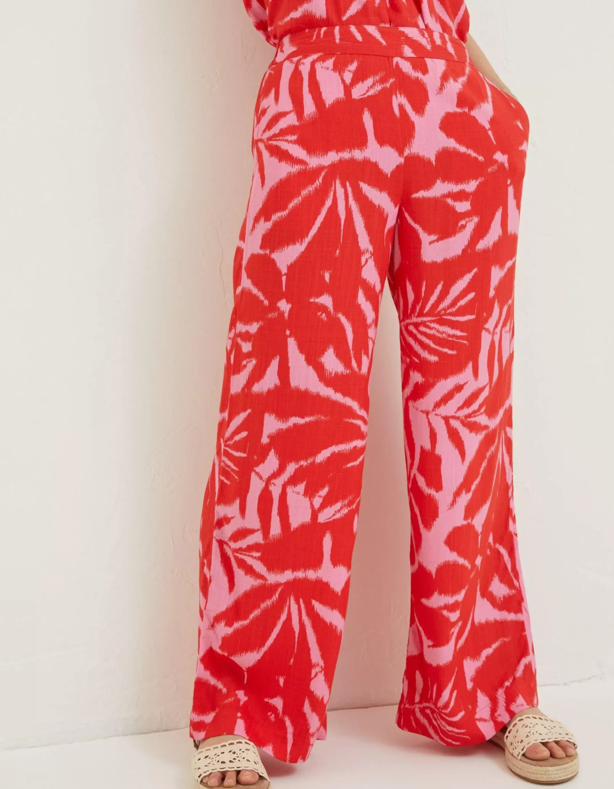 Ikat Leaves Palazzo Trousers