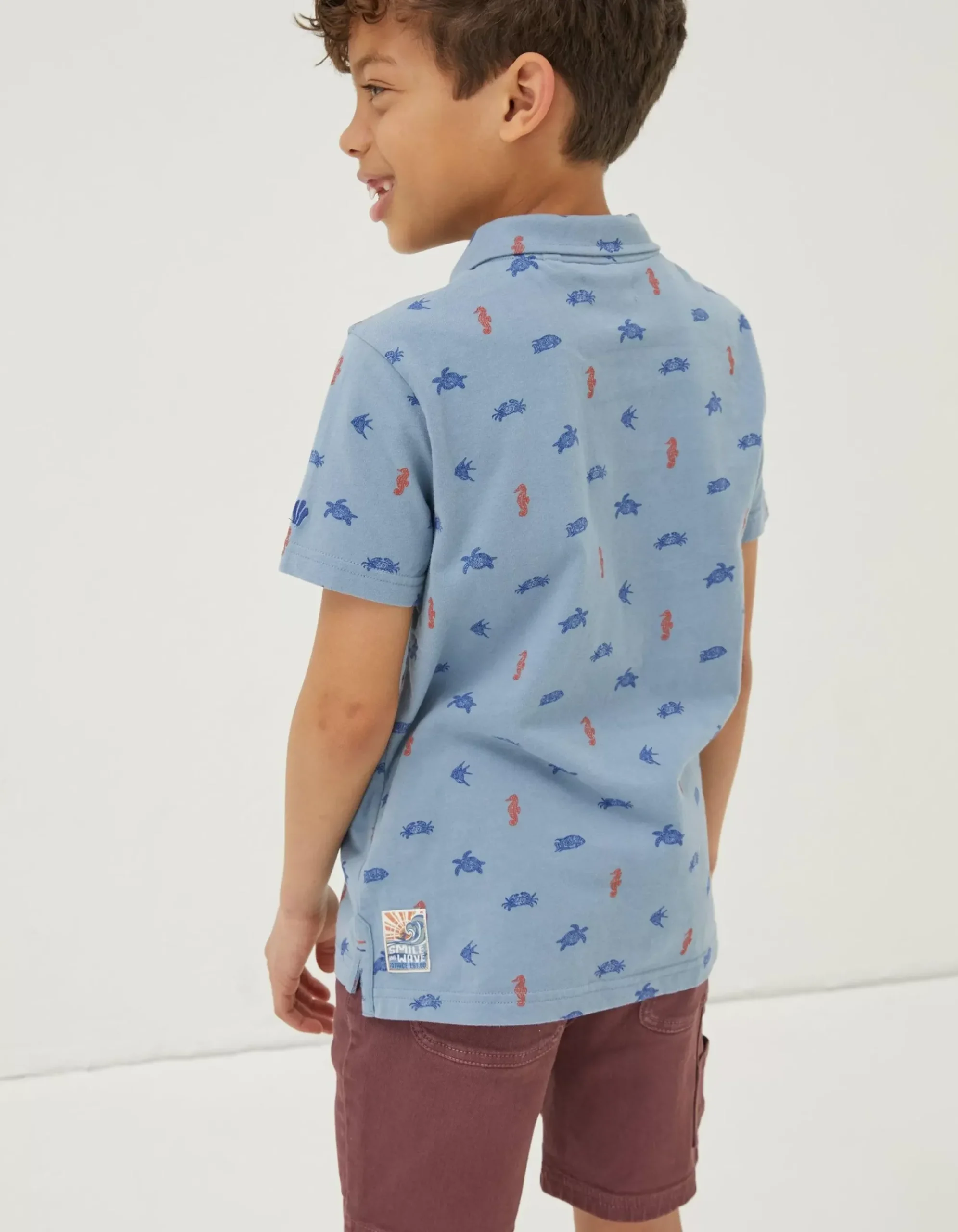Sea Creatures Printed Polo Top