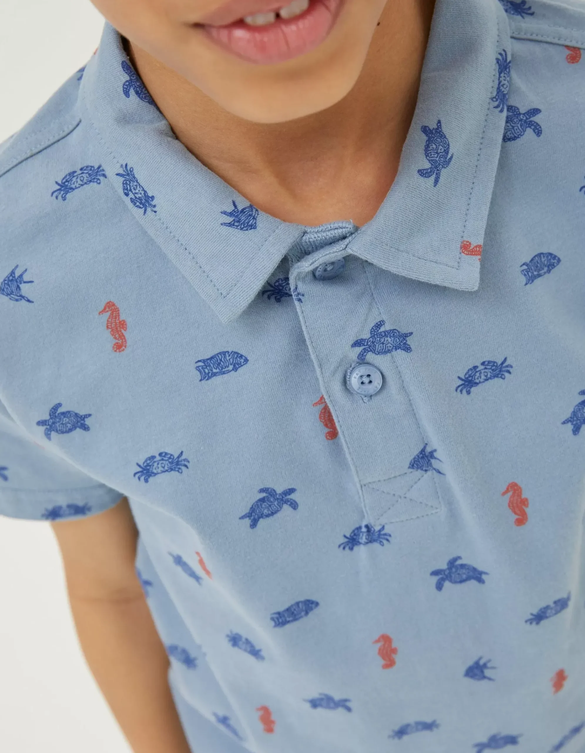 Sea Creatures Printed Polo Top