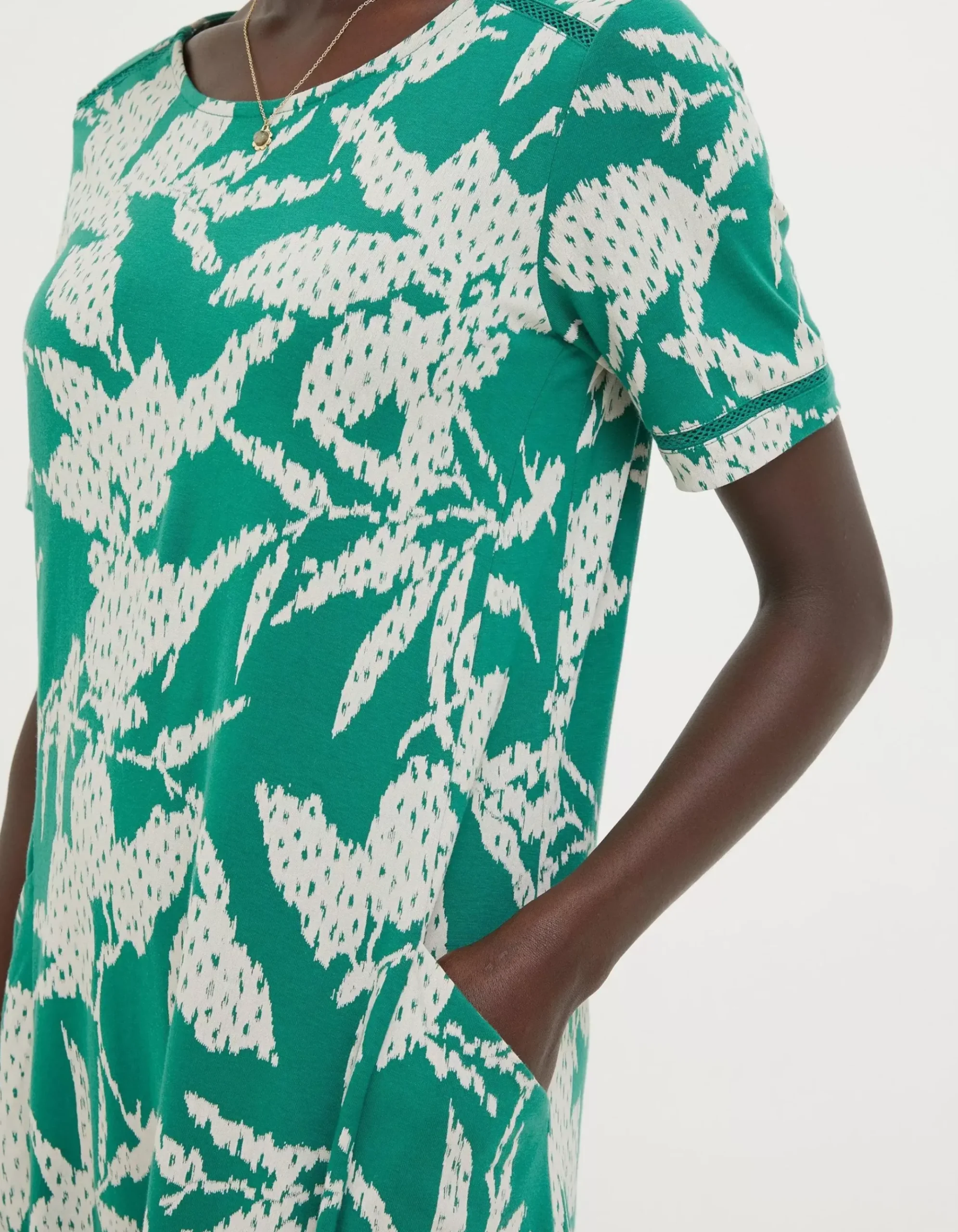Simone Textured Leaves Jersey Dress