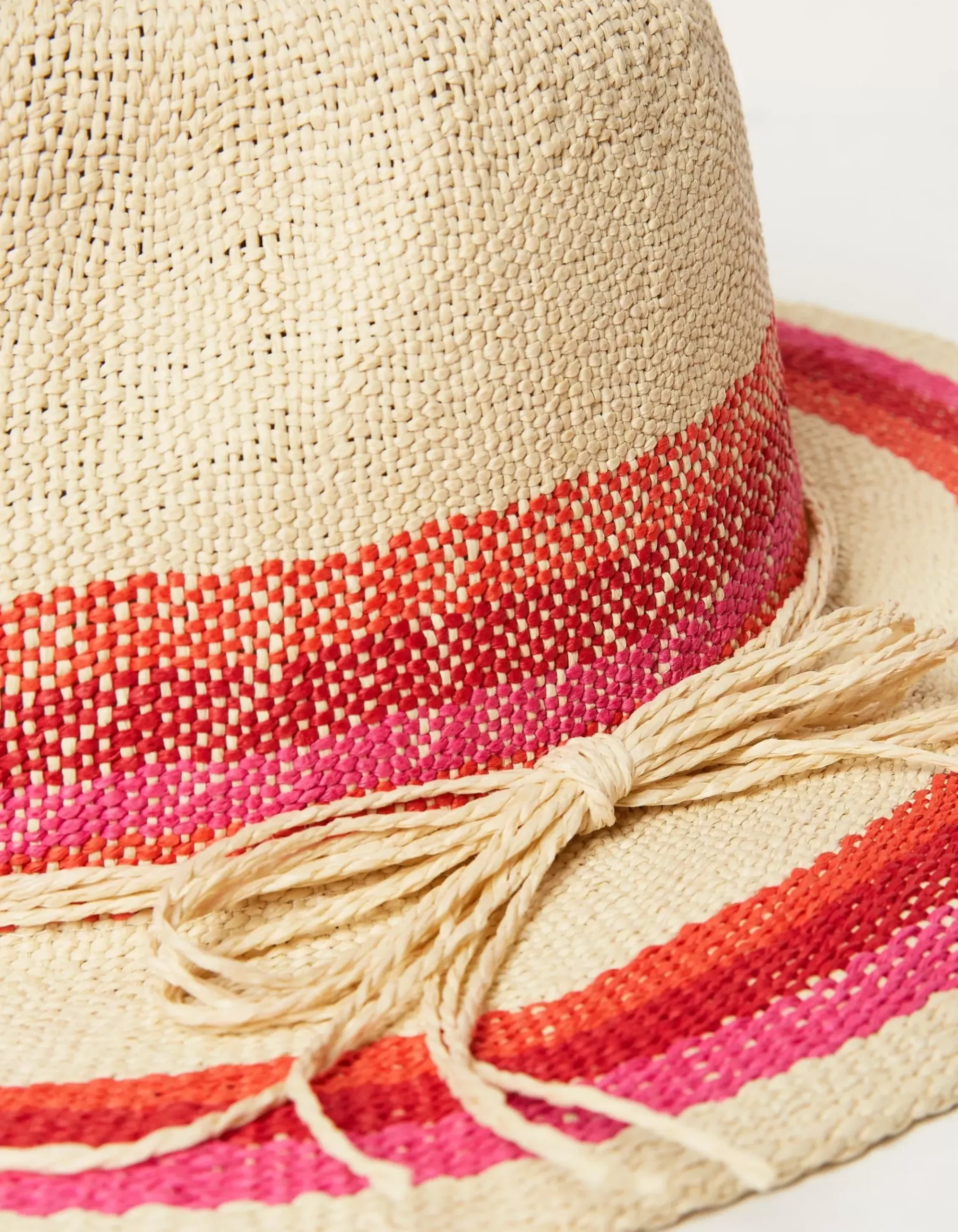Stripe Straw Fedora Hat